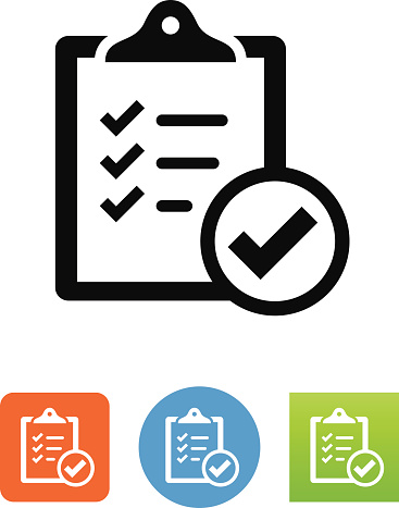 Clipboard with checkmark symbol for download. Vector icons for video, mobile apps, Web sites and print projects.