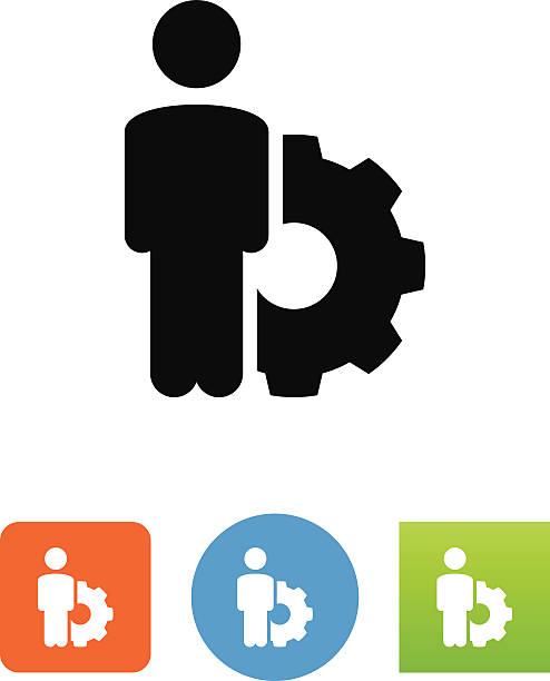 person, steht eine ausrüstung symbol - configure stock-grafiken, -clipart, -cartoons und -symbole