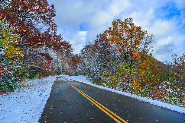 blue ridge parkway の秋と冬 - mount pisgah ストックフォトと画像