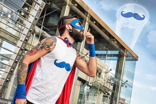 istock Hipster Superhero Looking up a Signal in the Sky 524655331