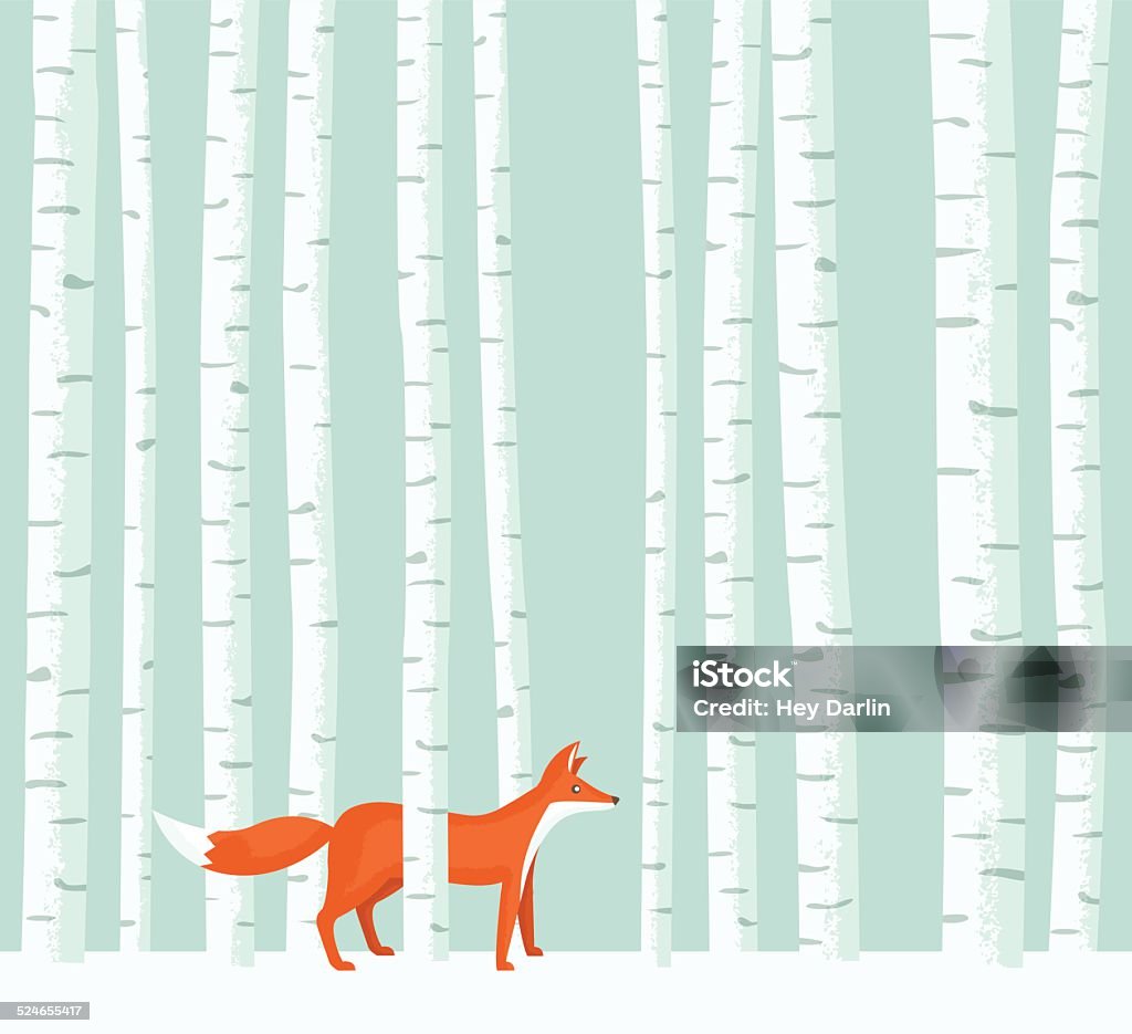 Aspen Fox A vintage-style, textured illustration that is perfect for a holiday card or invitation (fits 5" x 7"). Fox stock vector