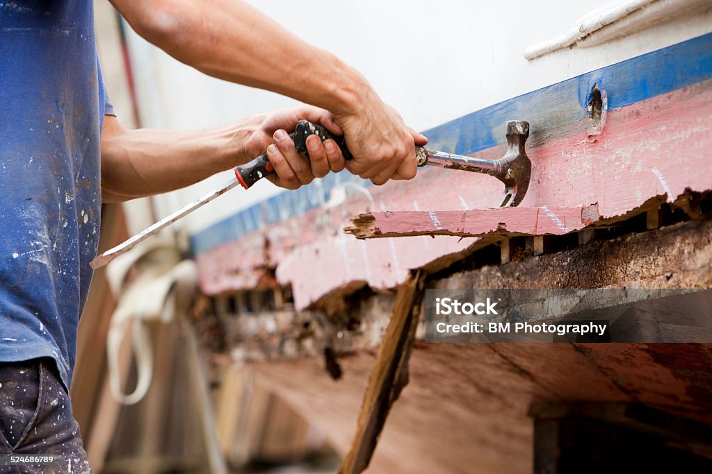 Boat building in the yard Art And Craft Stock Photo