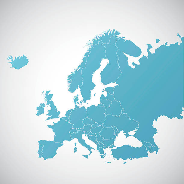 europa-karte mit landesgrenzen - frankreich polen stock-grafiken, -clipart, -cartoons und -symbole