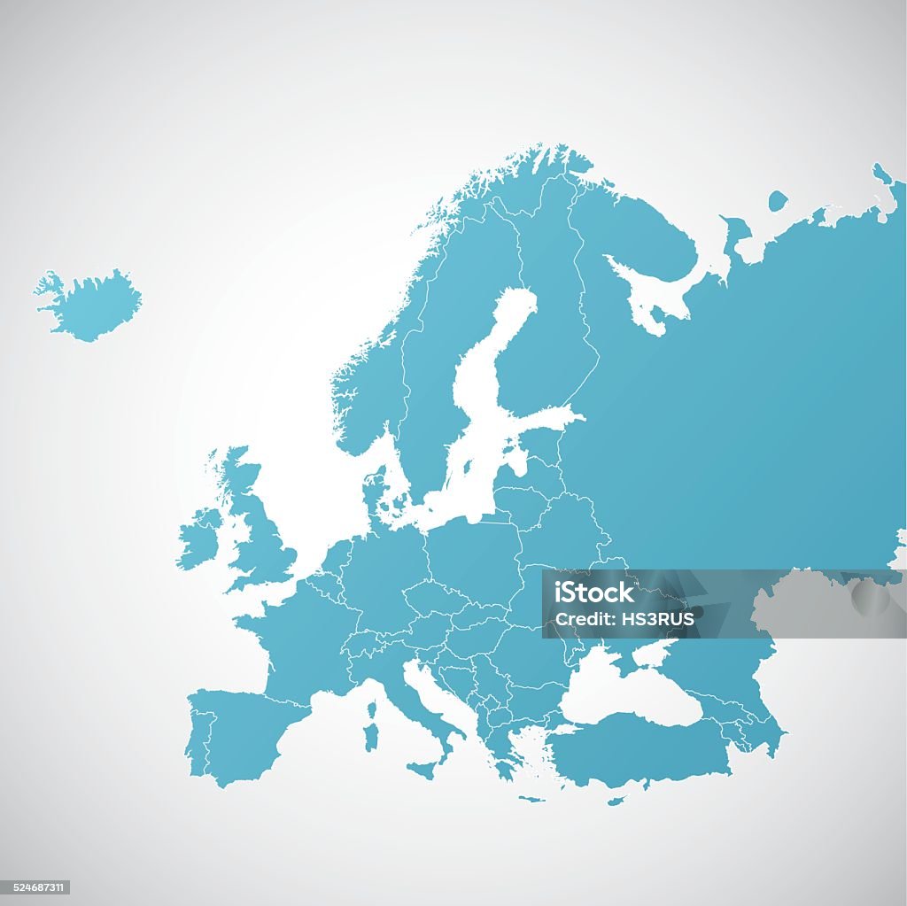 Векторная карта Европы с государственных границ - Векторная графика Карта роялти-фри
