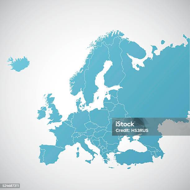 Векторная Карта Европы С Государственных Границ — стоковая векторная графика и другие изображения на тему Карта - Карта, Европа - континент, Векторная графика