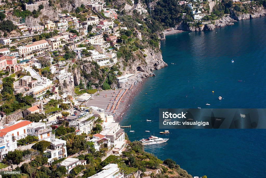 Positano, Amalfi Coast Italy View Positano village, Amalfi Coast Italy Anchor - Vessel Part Stock Photo