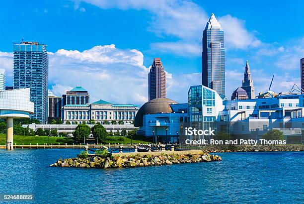 Skyscraper Of Cleveland Ohio Skylinelake Erie Stock Photo - Download Image Now - Architecture, Blue, Building Exterior