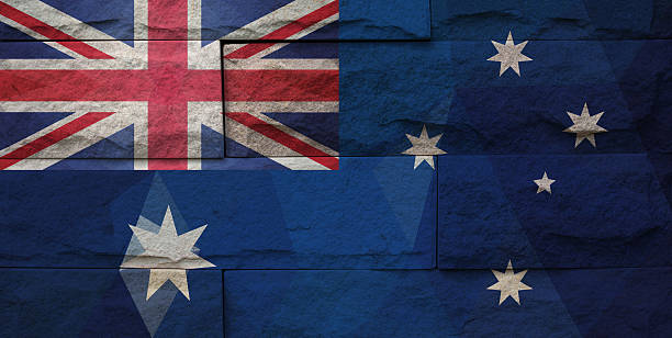 istock brick wall polygon texture, flag of Australia 524689225