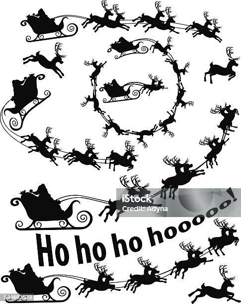 Ilustración de Santa Noel y más Vectores Libres de Derechos de Papá Noel - Papá Noel, Trineo - Tirado por animales, Vector