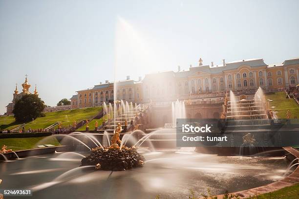 Garden Cascade Of Peterhof Palace Saint Petersburg Russia Stock Photo - Download Image Now