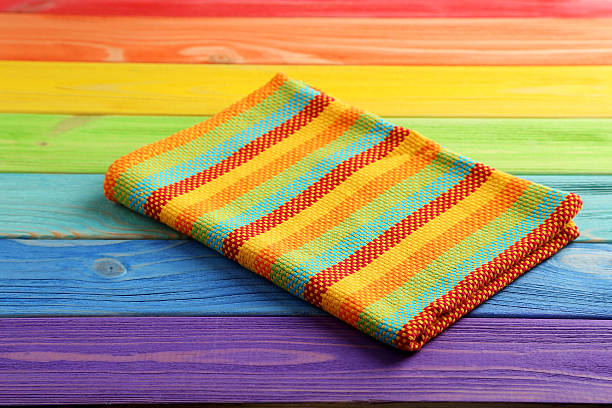 istock Napkin on colorful wooden table, close up 524696694
