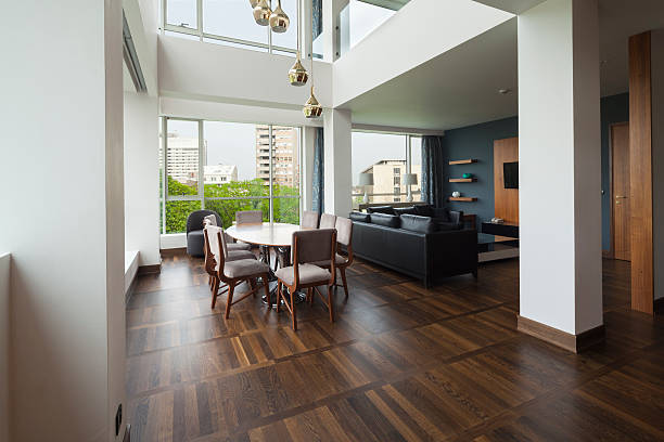istock open plan living room of a luxury duplex apartment.panorama 524698128