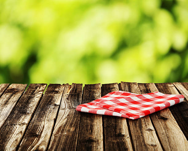 istock Background with wooden table with napkin 524698818