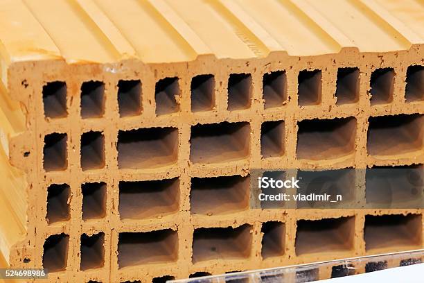 Orange Hollow Clay Block Stock Photo - Download Image Now - Block Shape, Brick, Bricklayer