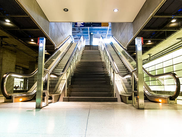 istock Double escalators in an indoor mall or building 524699698