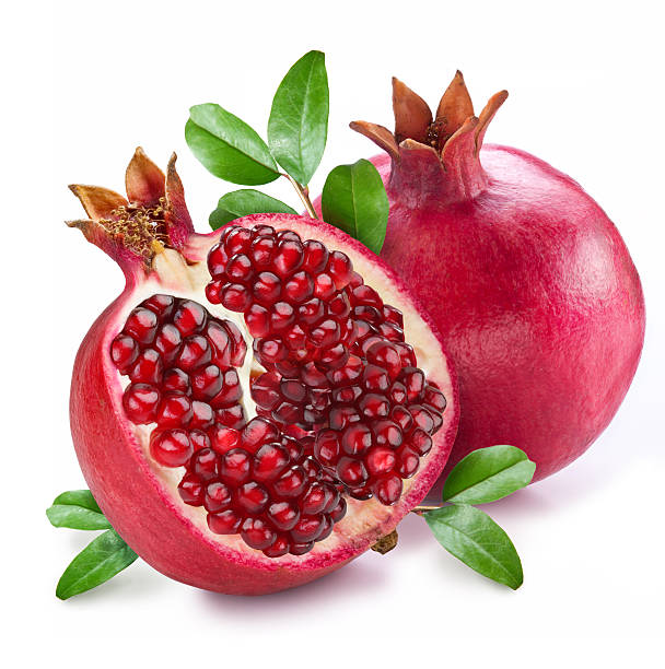 гранатовое фрукты с зелеными листьями. - pomegranate pomegranite tree tree leaf стоковые фото и изображения