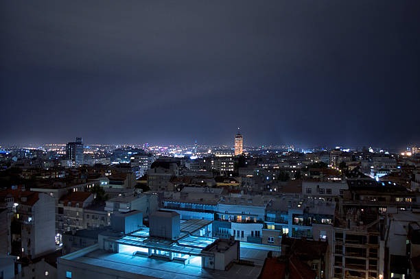 istock Belgrade view at night, Beogradjanka building 524706822