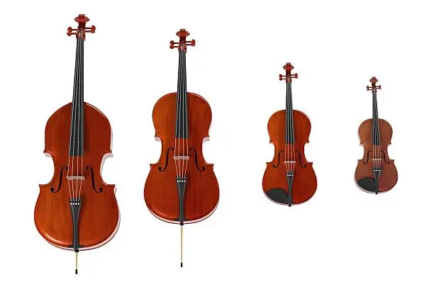 3d rendering of string musical instruments