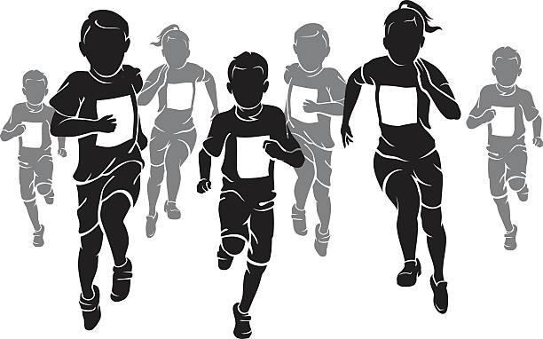 Kids Marathon vector art illustration