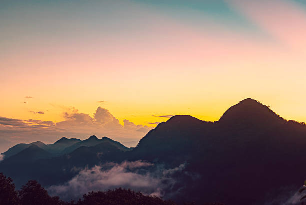 istock Sunset with great smoky mountains, sunset with layers of mountain 524710906