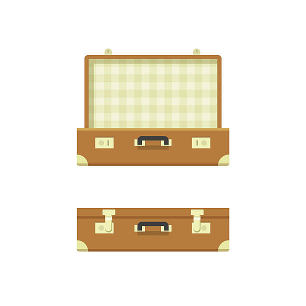 スーツケースオープン法とクローズド法ベクトルイラストレーション白の背景に隔てられた - luggage packing suitcase old点のイラスト素材／クリップアート素材／マンガ素材／アイコン素材