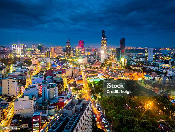 Ho Chi Minh City In Vietnam At Night Stock Photo - Download Image Now - Ho Chi Minh City, Vietnam, City