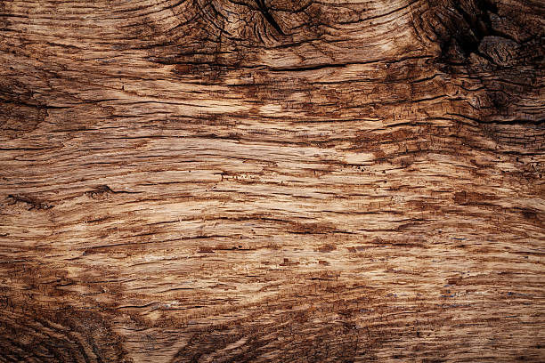 istock Overhead view of old light brown wooden table 524712222