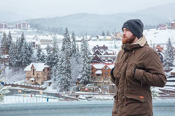 istock Man standing and enjoying the view on mountain resort 524714908