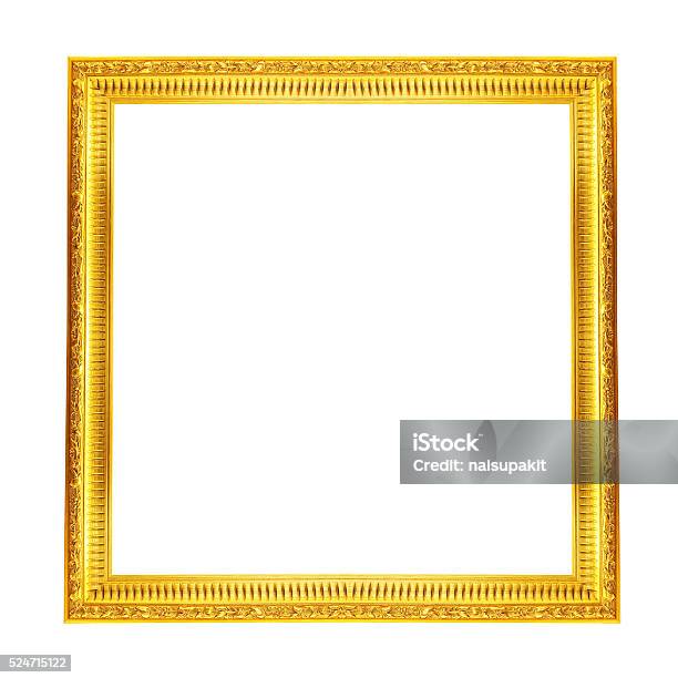 Gold Picture Frame Isolated Over White Background Stock Photo - Download Image Now - Art, Art And Craft, Blank