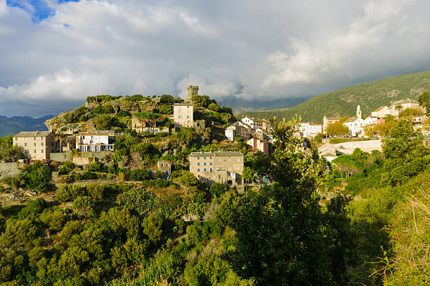 Nonza The village of Nonza, in Cap Corse, Corsica, France haute corse photos stock pictures, royalty-free photos & images