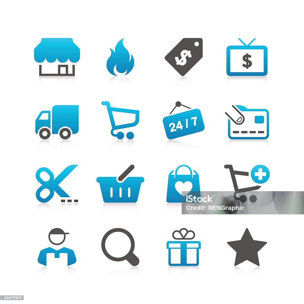 Conjunto de iconos de compras/serie conciso - arte vectorial de Azul libre de derechos