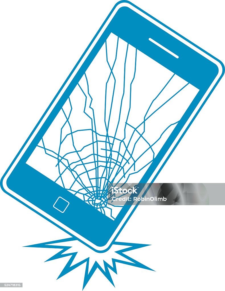 Azul disminuyó teléfono inteligente - arte vectorial de Teléfono libre de derechos