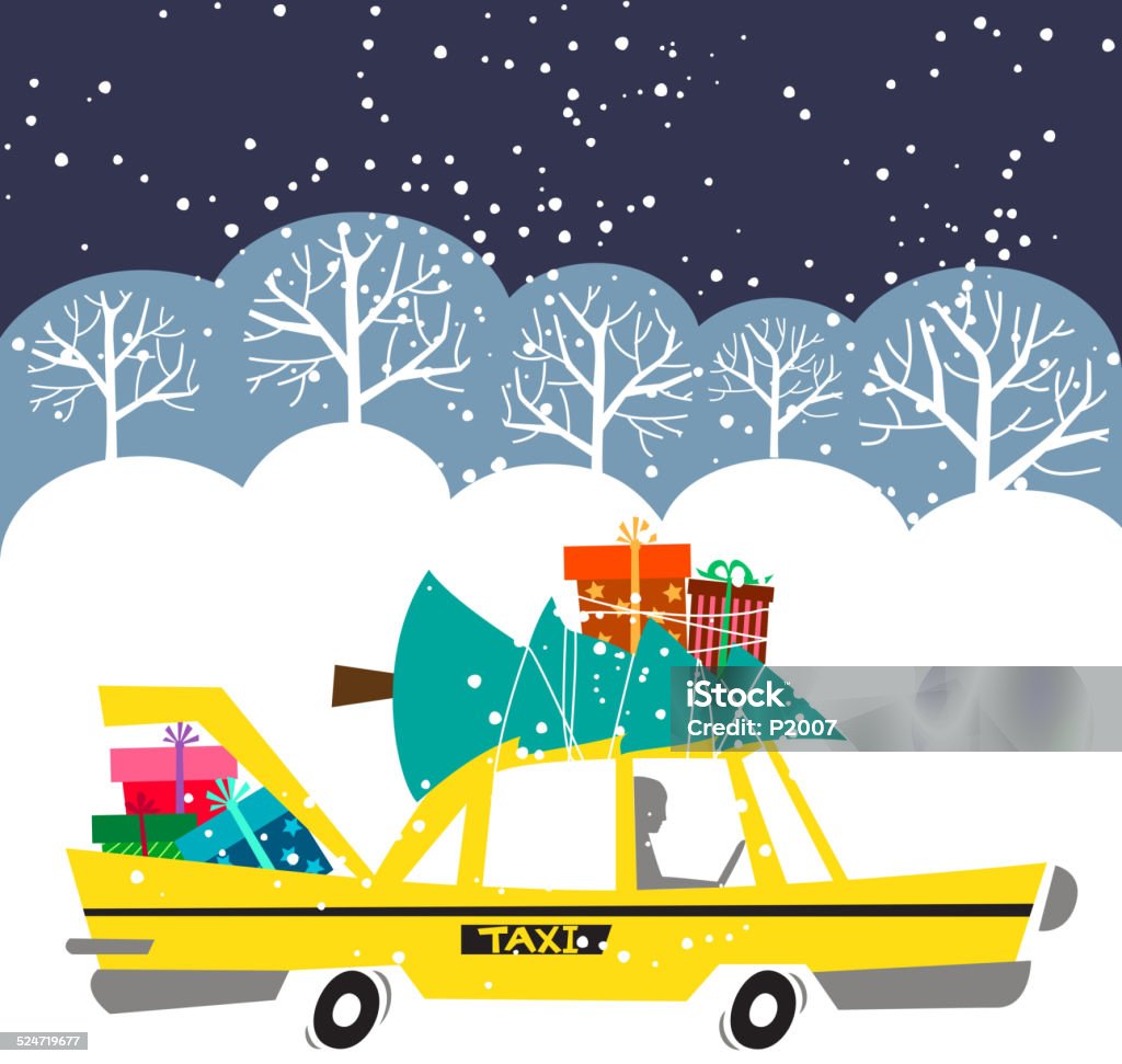 Holiday Errands en la ciudad - arte vectorial de Regalo libre de derechos