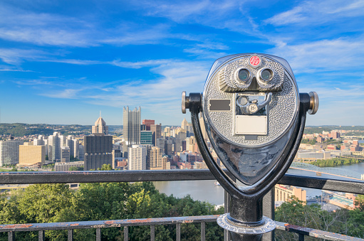 Binoculars for viewing the Pittsburgh, Pennsylvania skyline.