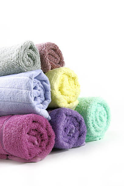 istock Towels stacked of Different colored 524720223