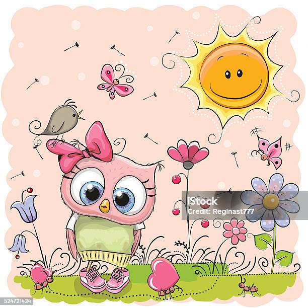 Cute Cartoon Owl Stock Illustration - Download Image Now - Animal, Animal Themes, Ant