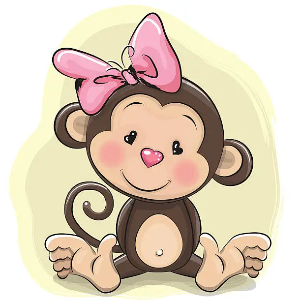 Vector illustration of Cute Cartoon Monkey