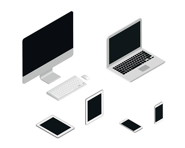 komputery zestaw - multimedia digital tablet information medium small stock illustrations