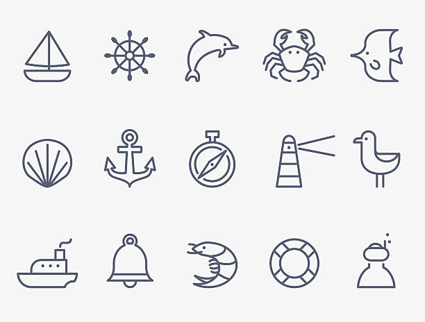 ilustrações, clipart, desenhos animados e ícones de marine ícones - fishing industry fishing nautical vessel buoy