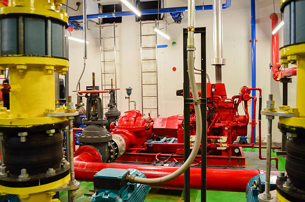 istock Water pumping station and industrial interior pipes 524723779