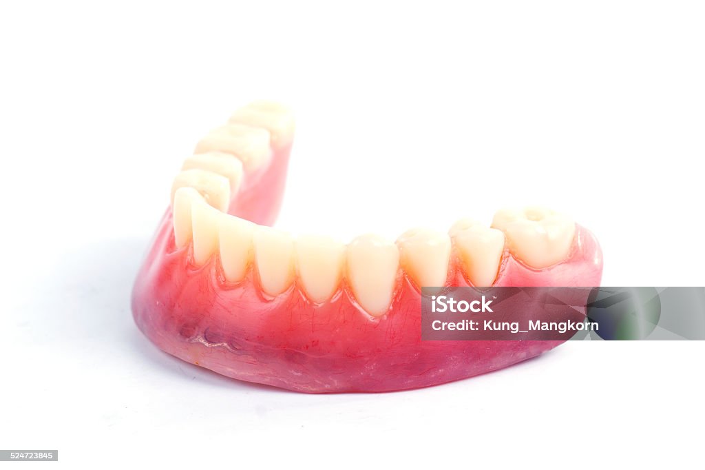 false teeth prosthetic false teeth prosthetic isolated on white background Artificial Stock Photo