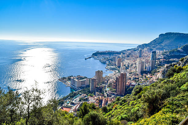 The Principality of Monaco and the Mediterranean Sea stock photo