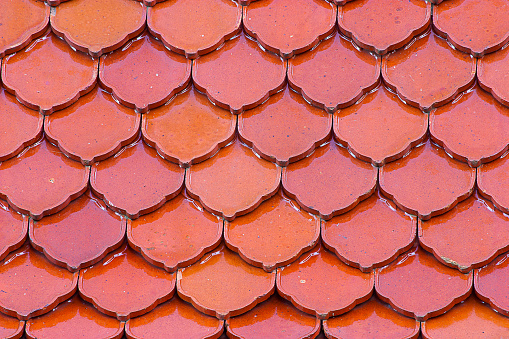 Close up Temple roof tile in thai style