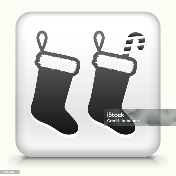 Square Button With Santa Stockings Stock Illustration - Download Image Now - Candy Cane, Celebration, Christmas