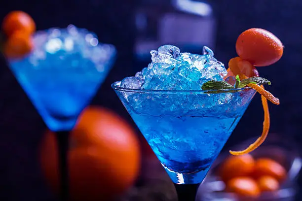 Photo of Blue cocktail in martini glasses