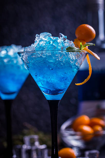 istock Blue cocktail in martini glasses 524727226