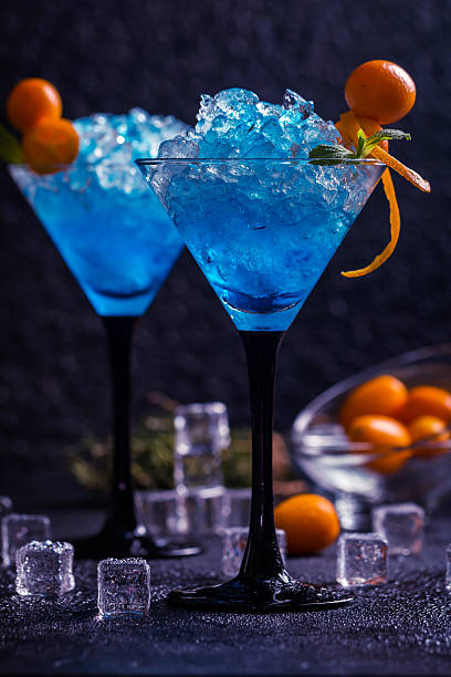 istock Blue cocktail in martini glasses 524727506