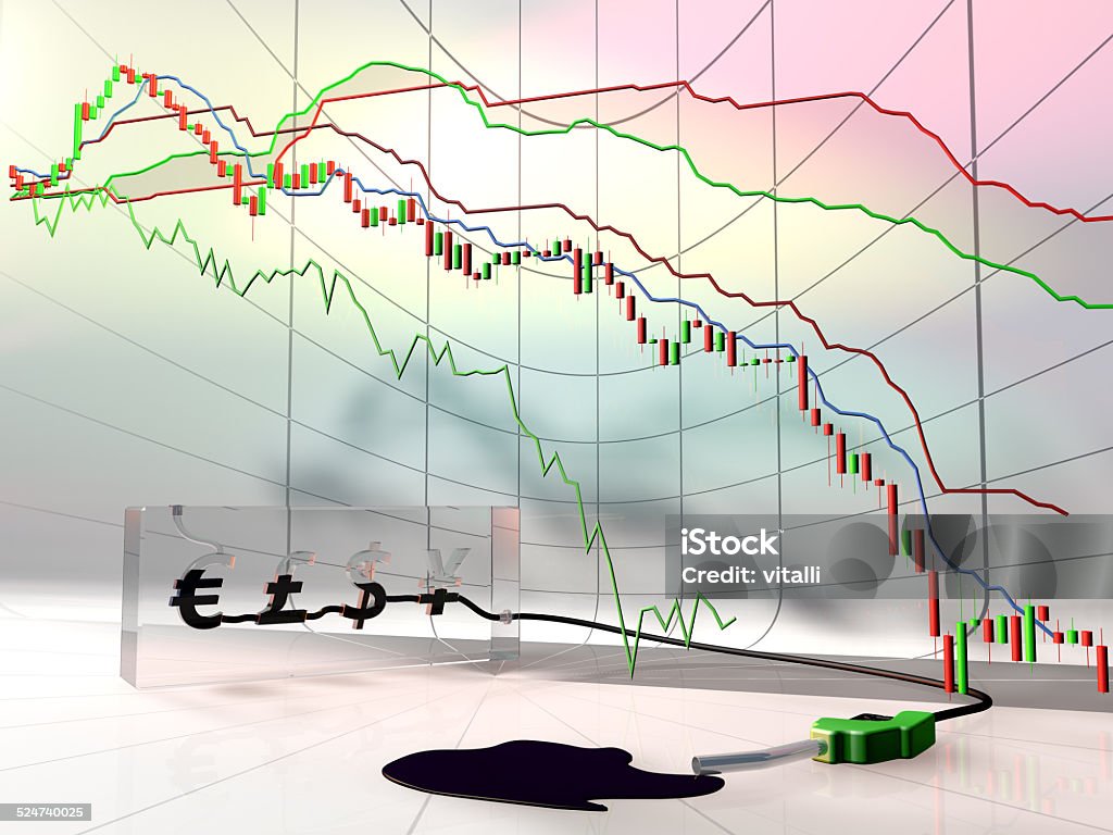 Conceptual oil chart dropdown. Analyzing Stock Photo
