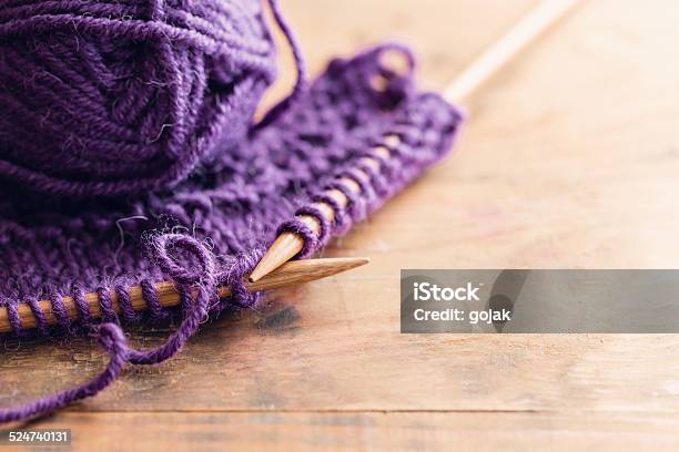 Knitting Stock Photo - Download Image Now - Knitting, Purple, Art And Craft