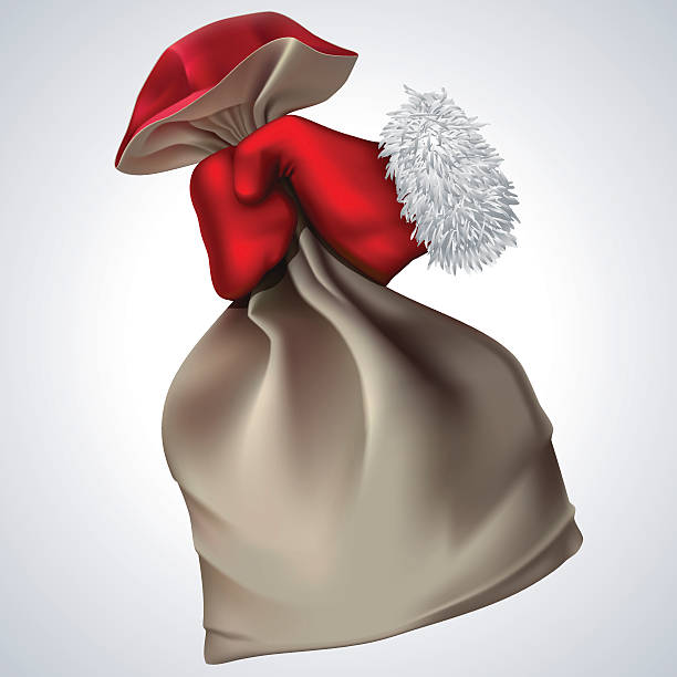 New year vector icon. Santa's hand holding the bag vector art illustration